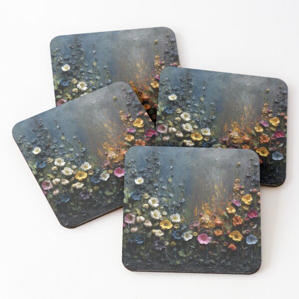 Item preview, Textured flower oil painting dark hues designed and sold by dcrc.
