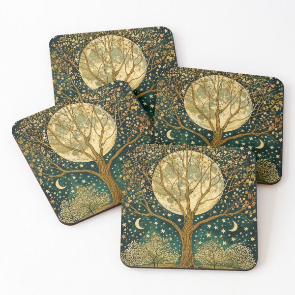 Item preview, Tree of Life Art Nouveau Vintage Night Sky Illustration for Nature Lovers designed and sold by RickE.