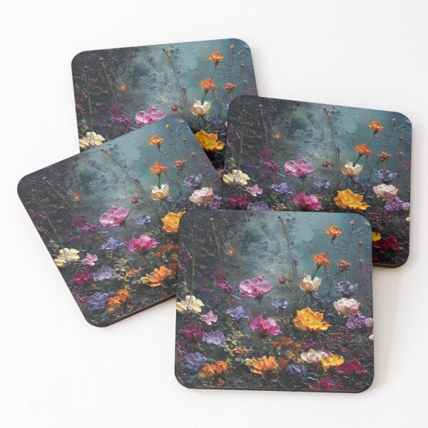 Item preview, Textured flower oil painting dark hues designed and sold by dcrc.