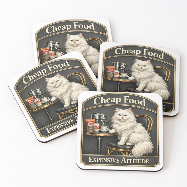 Item preview, Cheap Food Expensive Attitude Funny Cat Coffee Design designed and sold by YMLux.