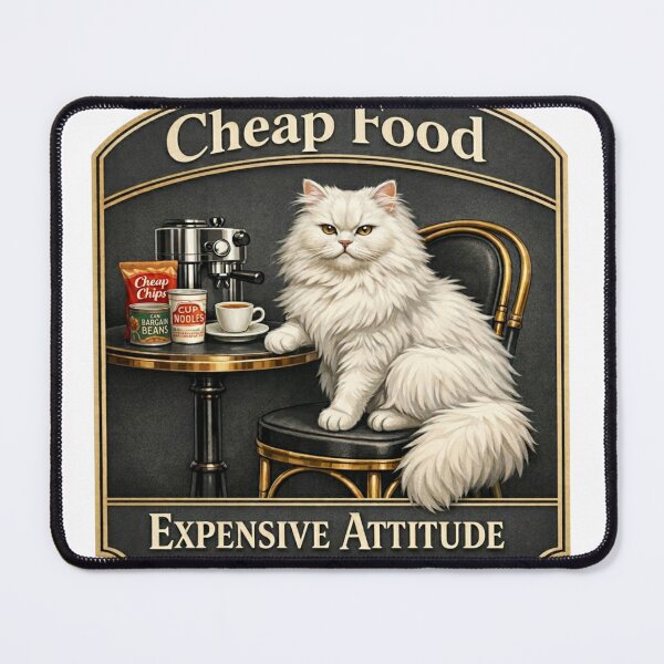 Item preview, Cheap Food Expensive Attitude Funny Cat Coffee Design designed and sold by YMLux.