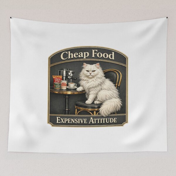 Item preview, Cheap Food Expensive Attitude Funny Cat Coffee Design designed and sold by YMLux.