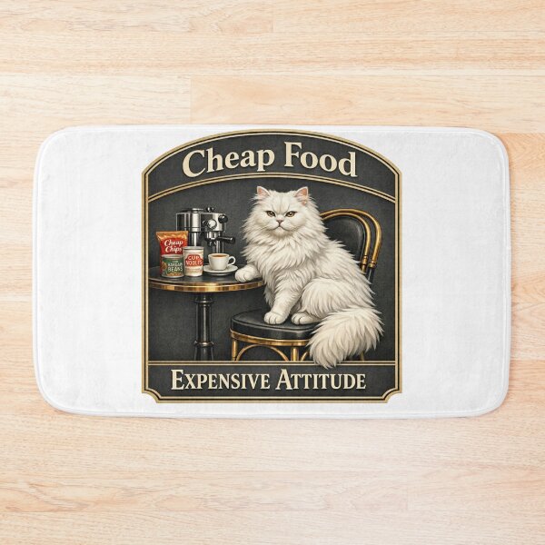 Item preview, Cheap Food Expensive Attitude Funny Cat Coffee Design designed and sold by YMLux.