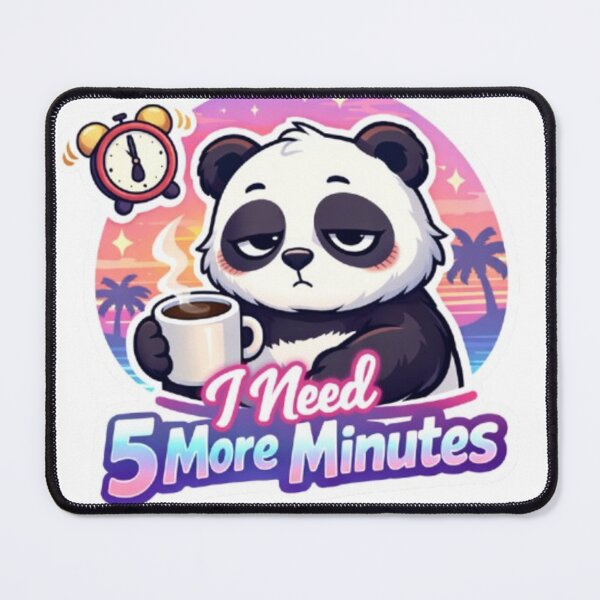Item preview, Retro Kawaii Panda - Tired Morning Coffee Lover Art designed and sold by Chromatic Artistry.