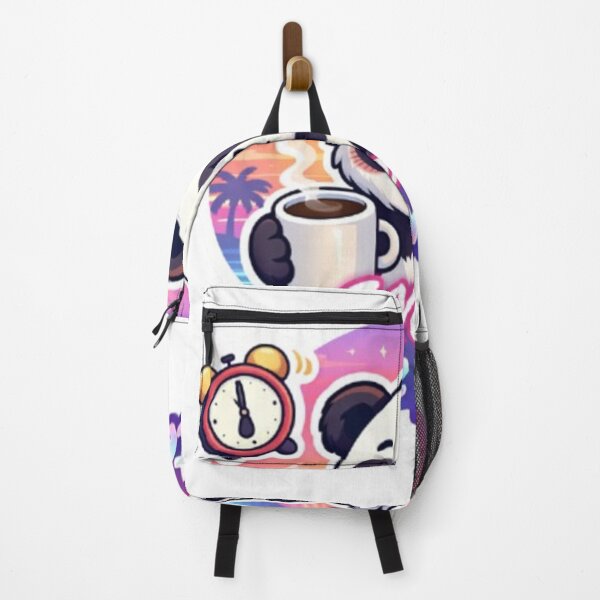 Item preview, Retro Kawaii Panda - Tired Morning Coffee Lover Art designed and sold by Chromatic Artistry.