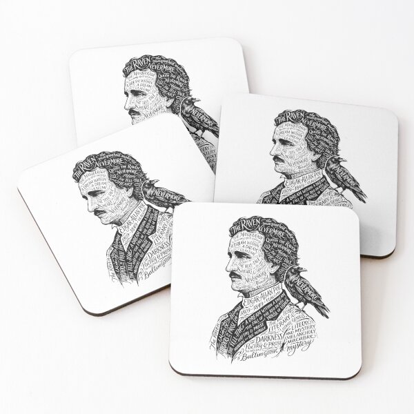 Item preview, Edgar Allan Poe Nevermore Typography Portrait with Raven designed and sold by Fenay Designs.