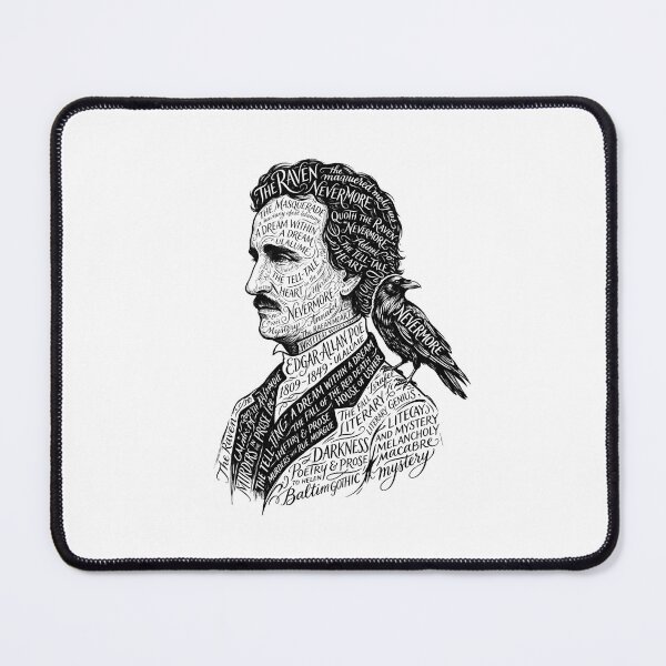 Item preview, Edgar Allan Poe Nevermore Typography Portrait with Raven designed and sold by Fenay Designs.