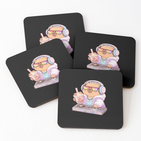 Item preview, Kawaii DJ Capybara Playing Music & Drinking Boba Tea - Aesthetic Lofi Animal Art designed and sold by Trendora90.