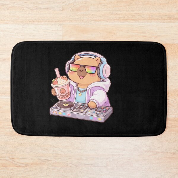 Item preview, Kawaii DJ Capybara Playing Music & Drinking Boba Tea - Aesthetic Lofi Animal Art designed and sold by Trendora90.