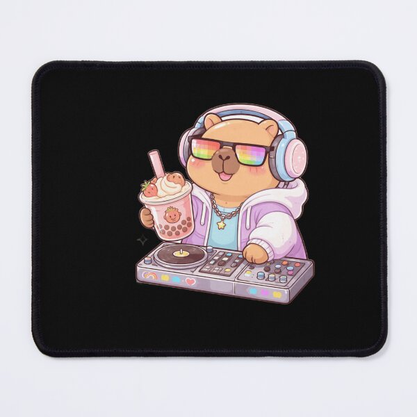 Item preview, Kawaii DJ Capybara Playing Music & Drinking Boba Tea - Aesthetic Lofi Animal Art designed and sold by Trendora90.