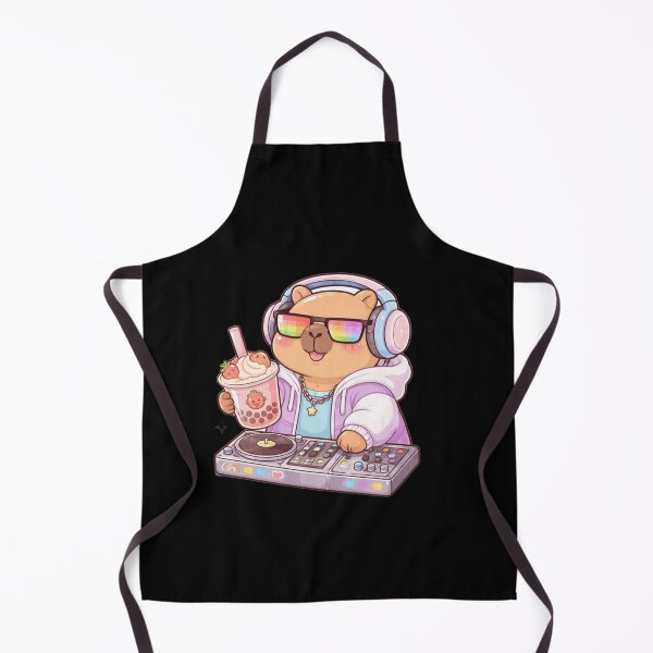 Item preview, Kawaii DJ Capybara Playing Music & Drinking Boba Tea - Aesthetic Lofi Animal Art designed and sold by Trendora90.