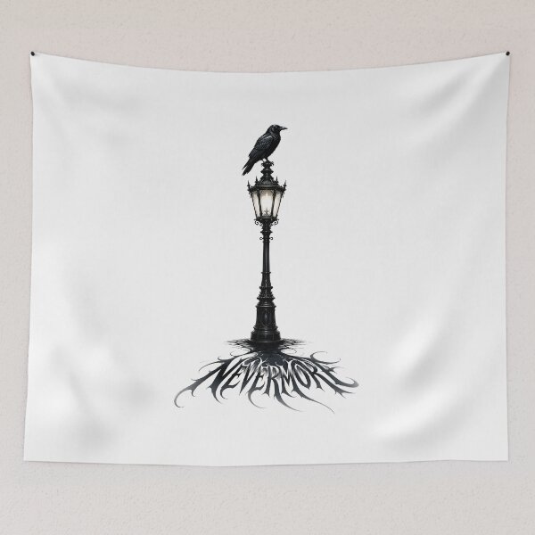Item preview, Nevermore Raven on Gothic Lamppost Dark Literary Design designed and sold by Fenay Designs.
