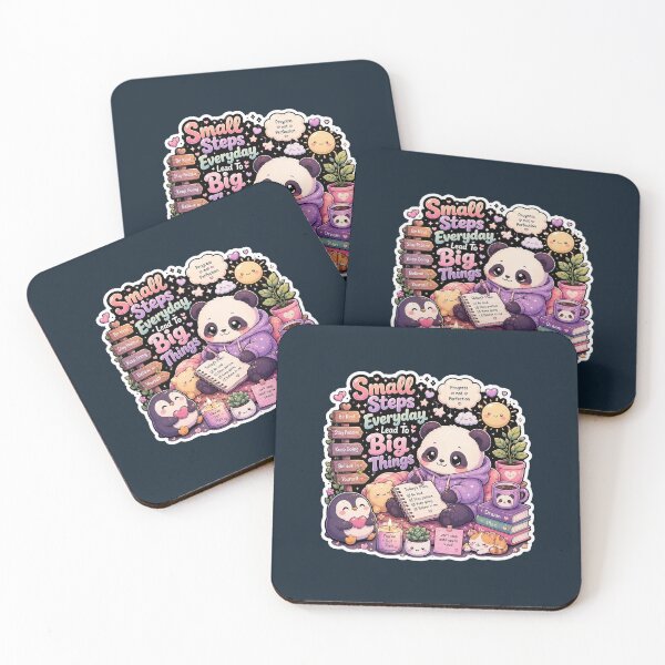 Item preview, Small Steps Everyday Sticker – Cute Kawaii Panda Motivational Aesthetic designed and sold by Digital_products_0111.