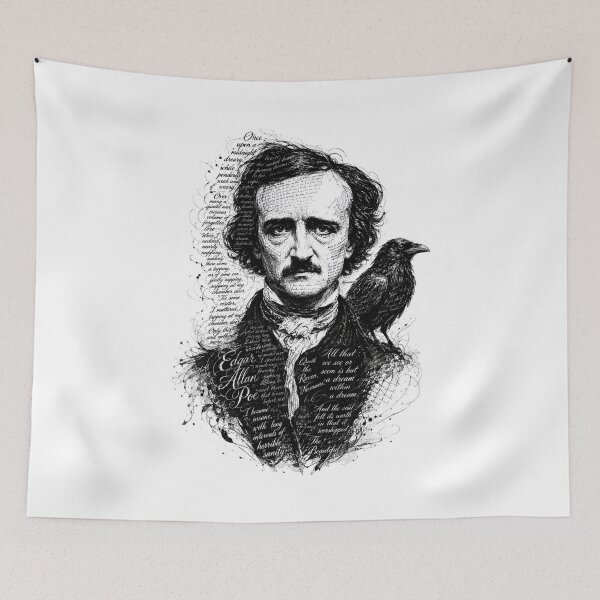 Item preview, Edgar Allan Poe Raven Portrait with Nevermore Quote Art designed and sold by Fenay Designs.