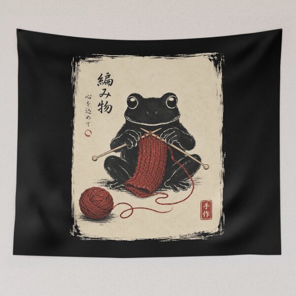 Item preview, Japanese Grumpy Frog Knitting Sewing Funny Crochet designed and sold by will freed18.