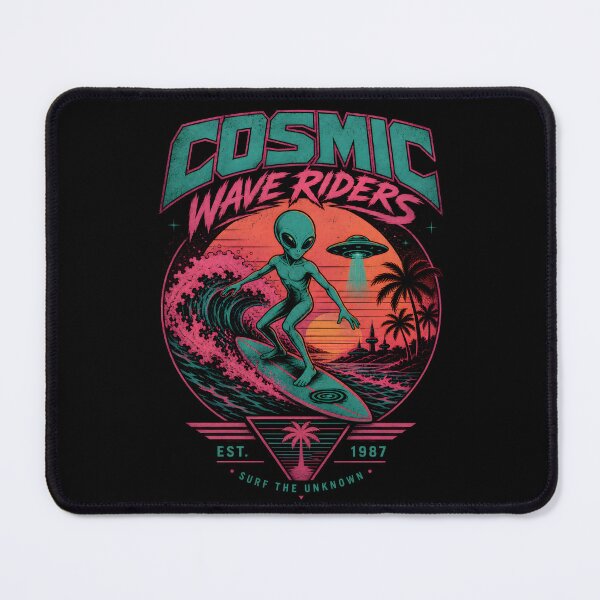 Item preview, Cosmic Wave Riders | Retro Alien Beach Distressed designed and sold by CreativePrints3.
