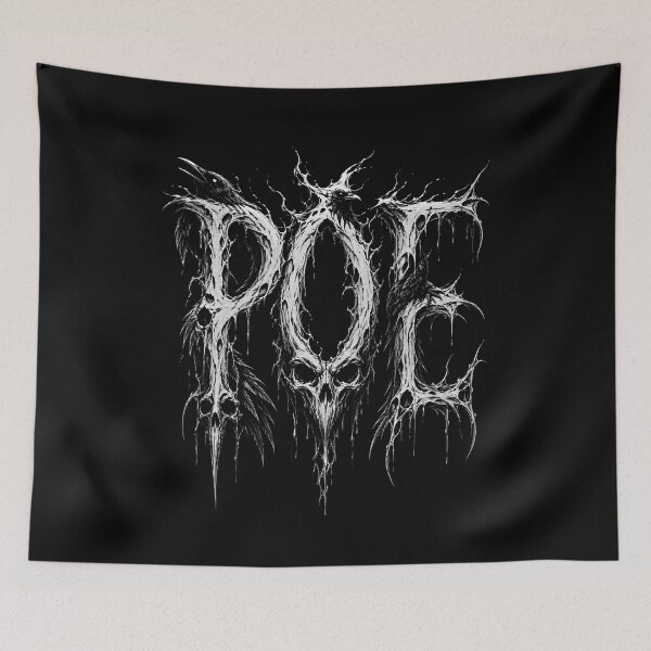 Item preview, POE Raven Skull Bones Gothic Horror Lettering Design designed and sold by Fenay Designs.