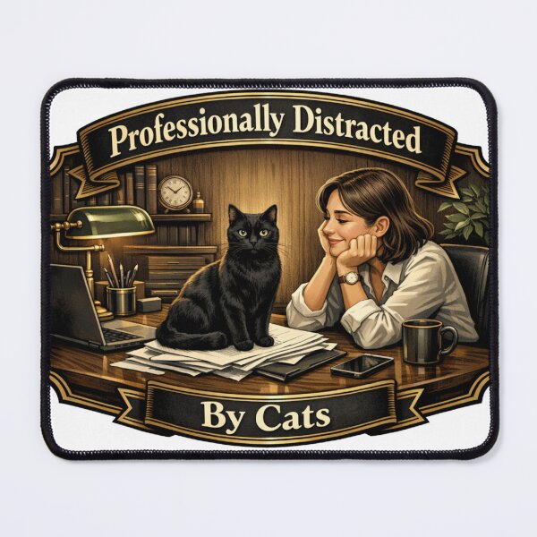 Item preview, Professionally Distracted By Cats Funny Black Cat Office Design designed and sold by YMLux.