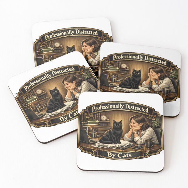 Item preview, Professionally Distracted By Cats Funny Black Cat Office Design designed and sold by YMLux.