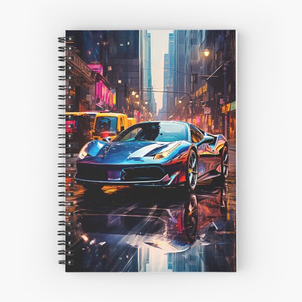 Item preview, Sleek Blue Sports Car Reflecting Vibrant City Lights designed and sold by RevUpDesign.