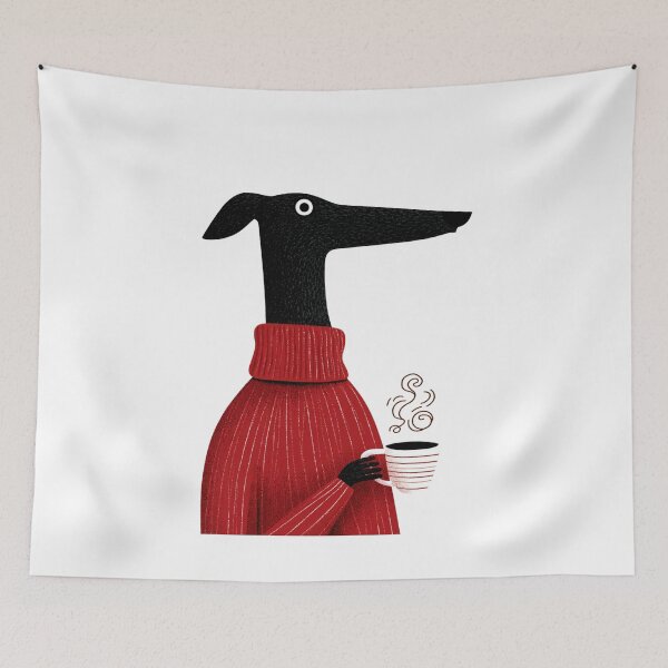 Item preview, Dachshund Drinking Coffee designed and sold by StudioRedKoala.