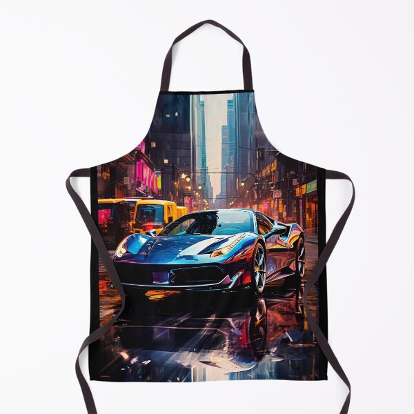 Item preview, Sleek Blue Sports Car Reflecting Vibrant City Lights designed and sold by RevUpDesign.