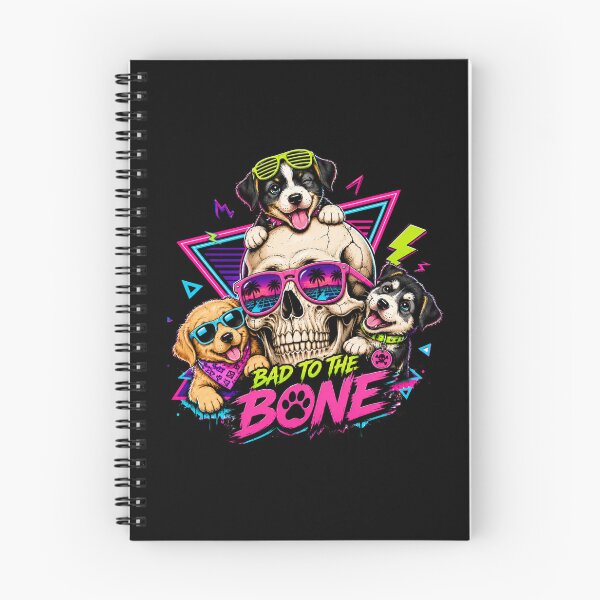 Aperçu de l'œuvre Chiot Bad to the Bone Crâne Rétro Néon Drôle Chien créée et vendue par Rothnaric.