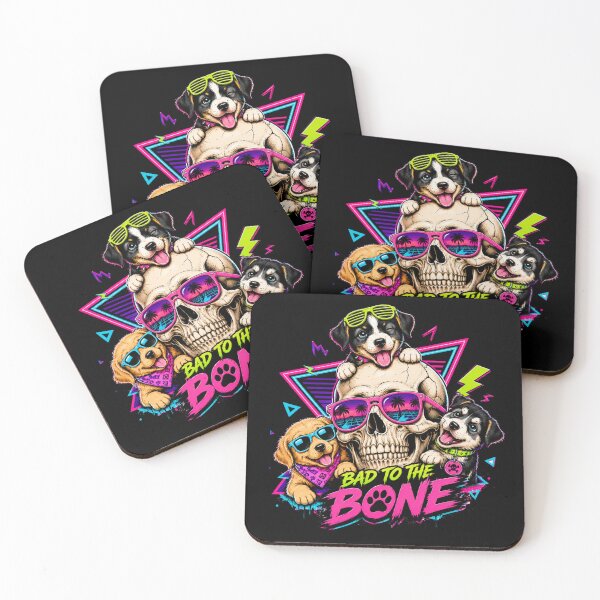 Item preview, Bad to the Bone Puppy Skull Retro Neon Funny Dog designed and sold by Rothnaric.
