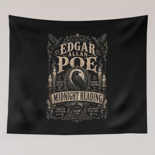 Item preview, Edgar Allan Poe Midnight Reading Quoth the Raven Nevermore Poster Art designed and sold by Fenay Designs.