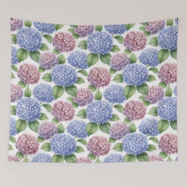 Item preview, Hydrangea Cluster Watercolor Botanical Floral Seamless Pattern designed and sold by Inkworksbyshery.
