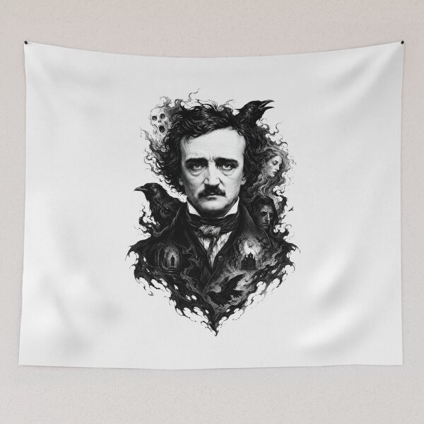 Item preview, Edgar Allan Poe Gothic Portrait with Ravens and Haunted Spirits designed and sold by Fenay Designs.