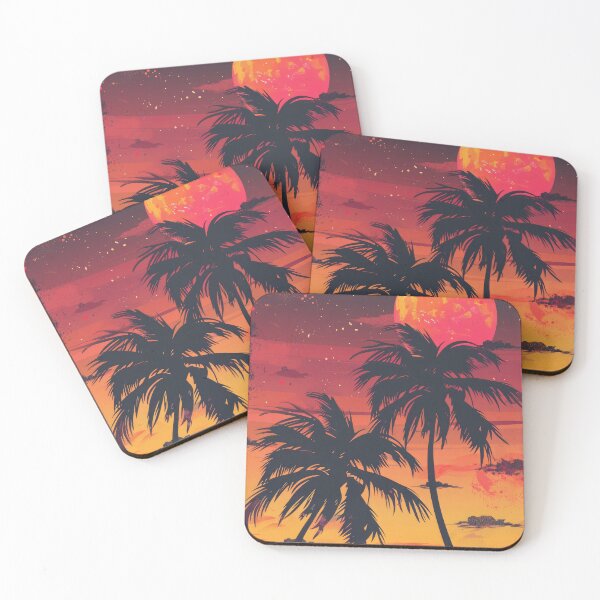 Item preview, Tropical Sunset Palm Trees – Retro Beach Vibes Design designed and sold by PlumArtDesign.
