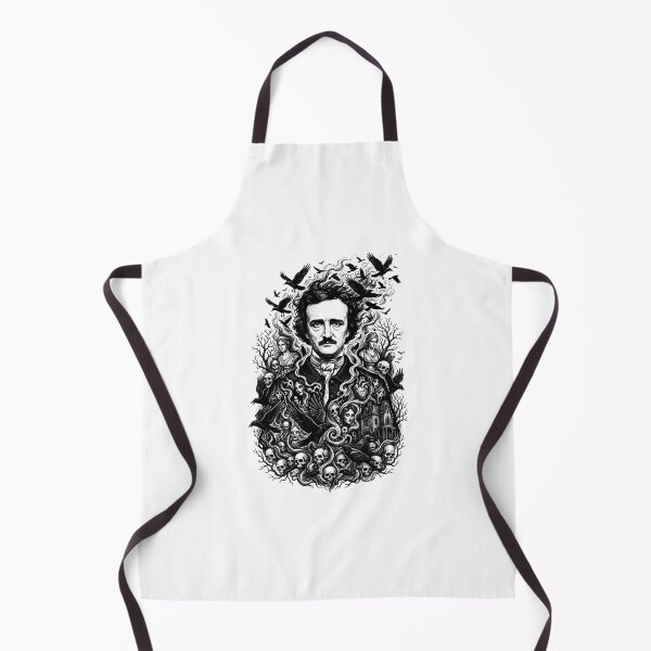 Artikelvorschau, Edgar Allan Poe Gothic Horror Portrait mit Rabenschädel und Spukhaus entworfen und verkauft von Fenay Designs.