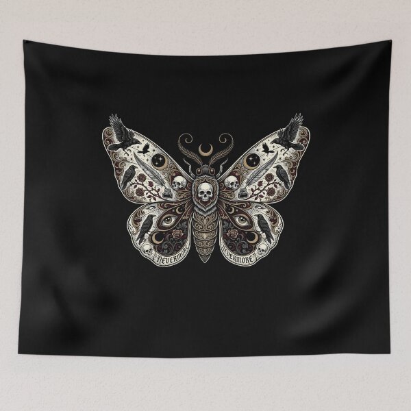 Item preview, Nevermore Gothic Moth Raven Skull Dark Literature Design designed and sold by Fenay Designs.