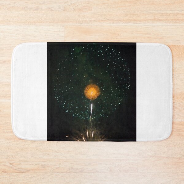 Item preview, Fireworks Burst Over Night Sky With Golden Chrysanthemum and Teal Sparkles for Celebration designed and sold by Nmallia.