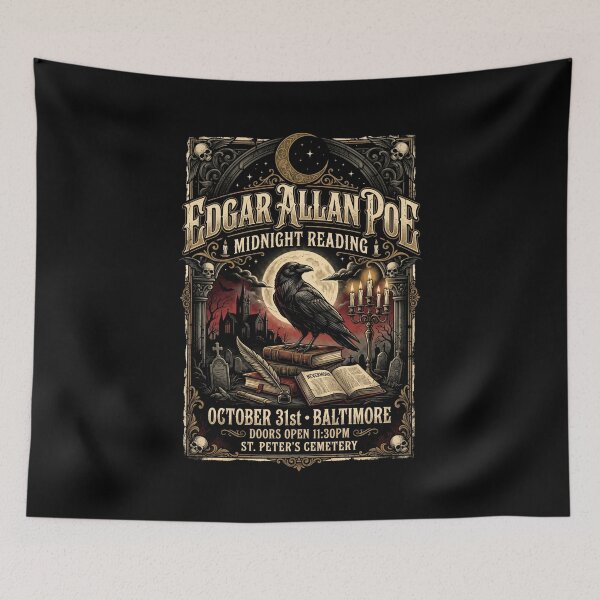 Item preview, Edgar Allan Poe Midnight Reading October 31st Baltimore Raven Poster designed and sold by Fenay Designs.