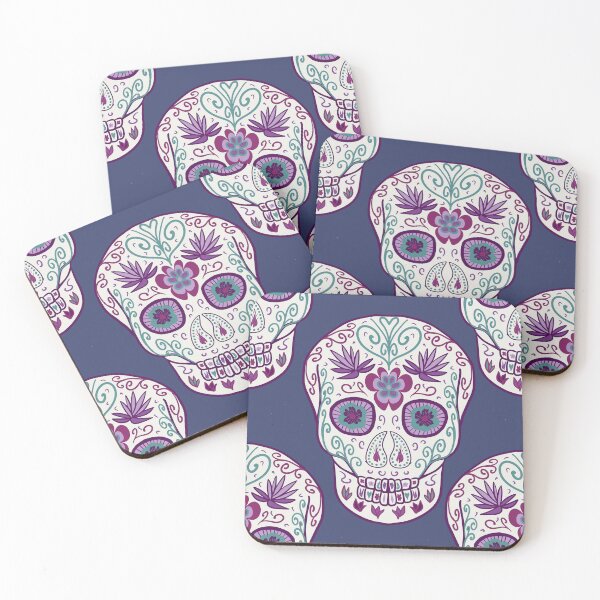 Item preview, Navy blue Day Of The Dead Sugar Skull designed and sold by Anne Londez Studio.