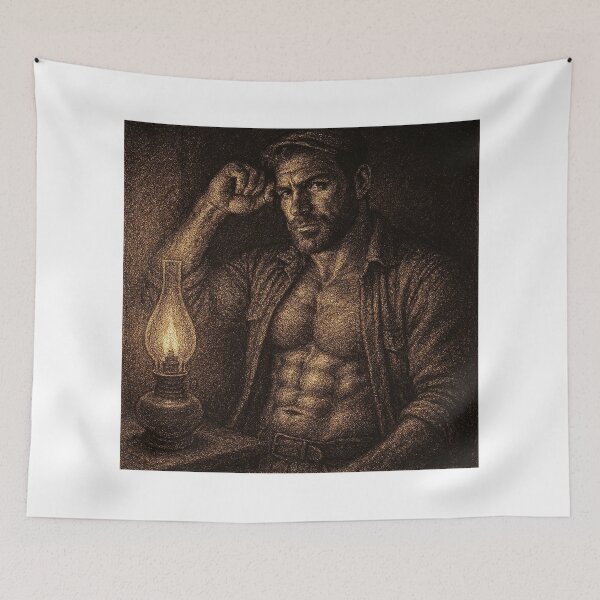Item preview, Gay Daddy 1940s Vintage Meet Me By Lamplight Pointillism Design designed and sold by ItsAKinkThing.