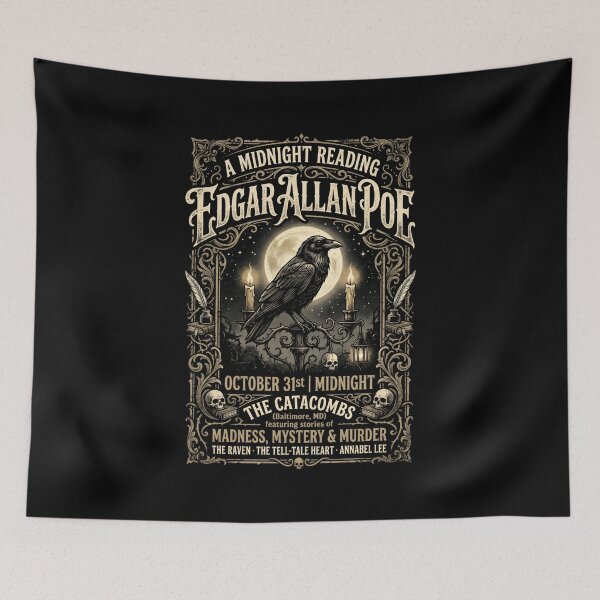 Item preview, A Midnight Reading Edgar Allan Poe Madness Mystery and Murder Design designed and sold by Fenay Designs.