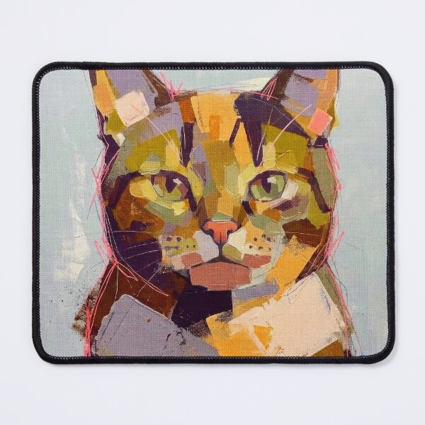 Item preview, Modern Blocky Cat Portrait in Warm Tones designed and sold by caracatita75.