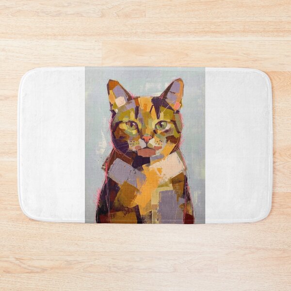 Item preview, Modern Blocky Cat Portrait in Warm Tones designed and sold by caracatita75.