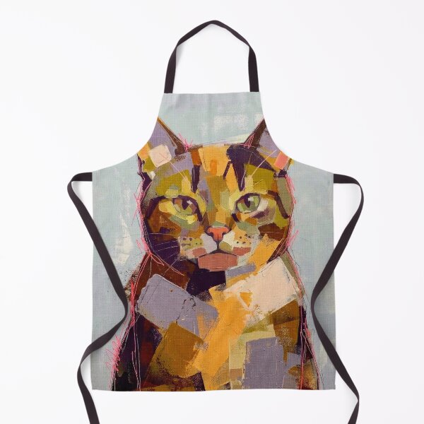 Item preview, Modern Blocky Cat Portrait in Warm Tones designed and sold by caracatita75.