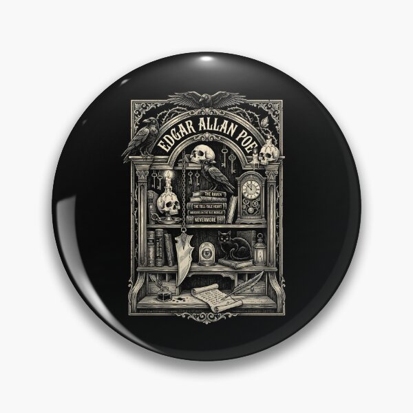 Item preview, Edgar Allan Poe Estantería gótica Diseño literario de calavera de cuervo designed and sold by Fenay Designs.