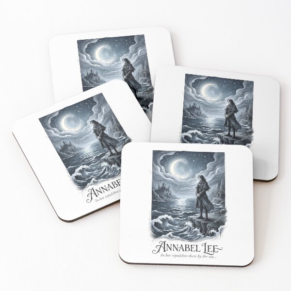 Item preview, Annabel Lee In Her Sepulchre by the Sea Gothic Moonlit Ocean Art designed and sold by Fenay Designs.