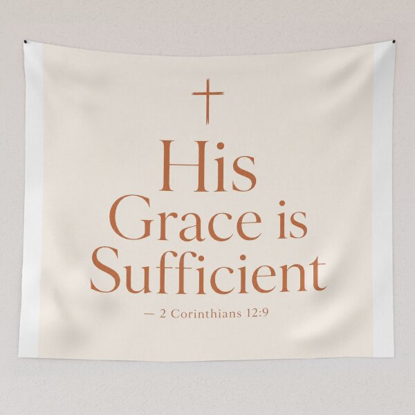 Item preview, His Grace is Sufficient 2 Corinthians 12:9 Christian Faith Art Print Scripture Gift designed and sold by ebocraft.
