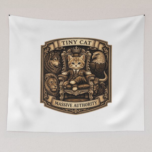 Item preview, Tiny Cat Massive Authority Funny Kawaii Cat Meme Gift designed and sold by YMLux.