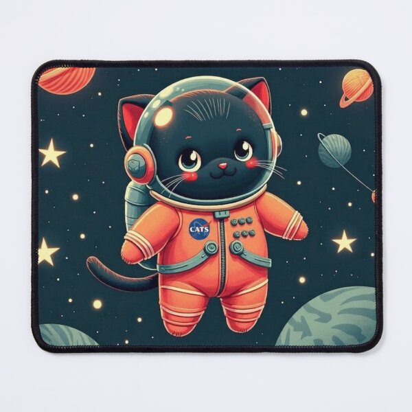 Item preview, Cute Black Cat Astronaut in Space — Kawaii Space Cat with Yarn Ball Planets Retro Cat Lover Gift designed and sold by Amp6599.