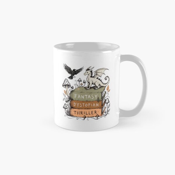 Item preview, Fantasy Dystopian Thriller Book Stack with Dragon and Raven – Hand Drawn Reader Art designed and sold by Snifferius.