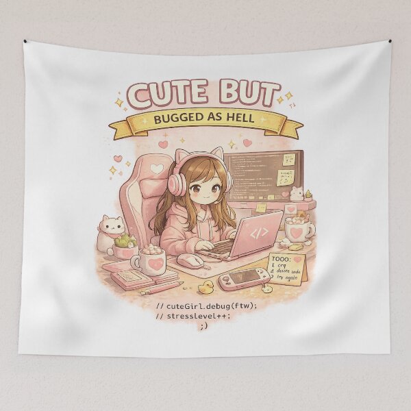 Item preview, Cute But Bugged As Hell – Funny Girl Programmer Coding designed and sold by YamiSociety.