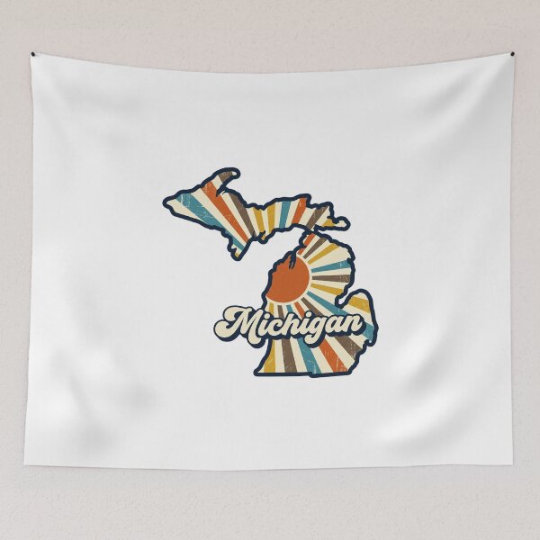 Item preview, Michigan Retro Sunset State Silhouette – Vintage Distressed Design designed and sold by Paper Drip.